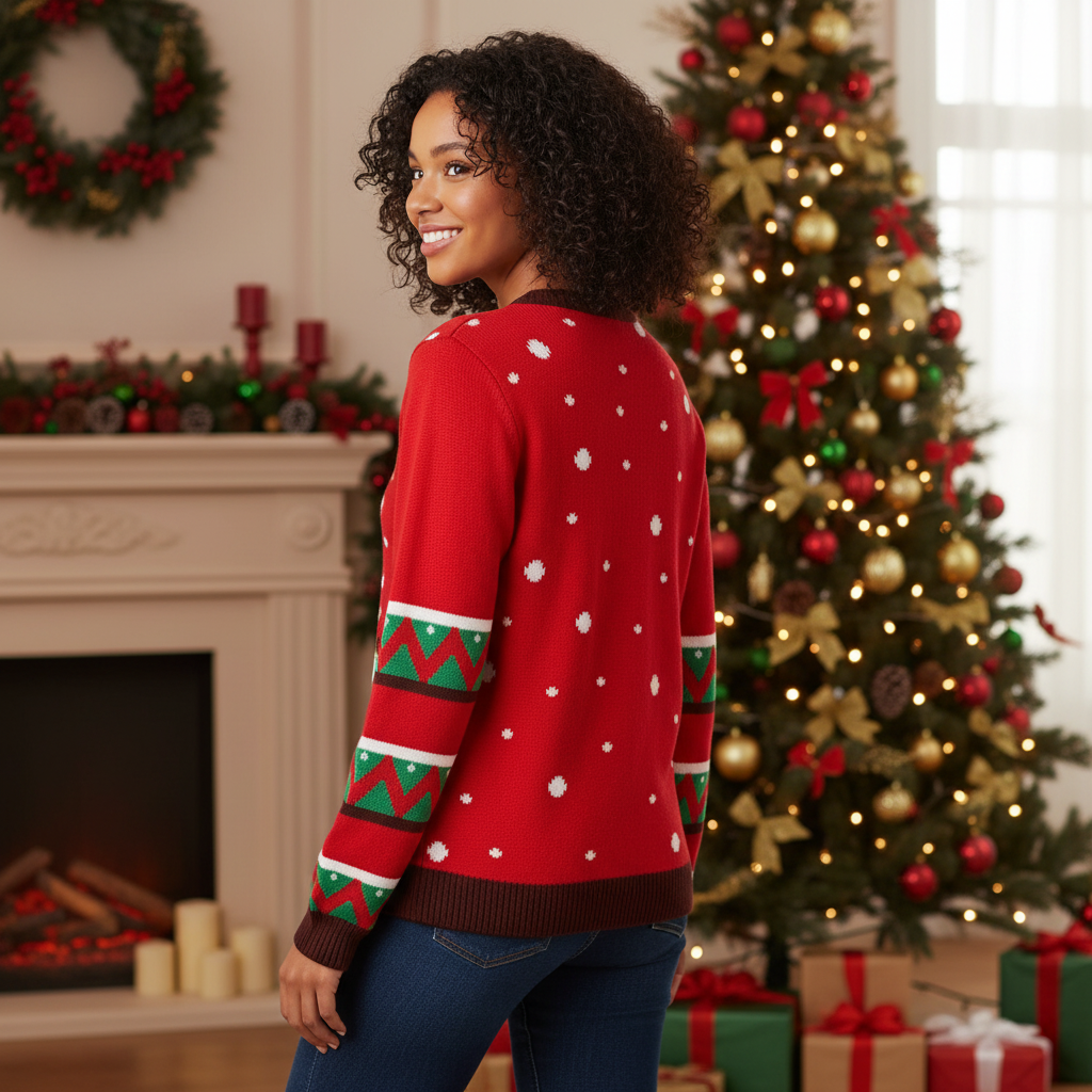 Light Up Red Reindeer Christmas Sweater