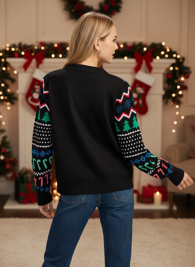 Women's Fair Isle Rudolph Light Up Christmas Cardigan Sweater