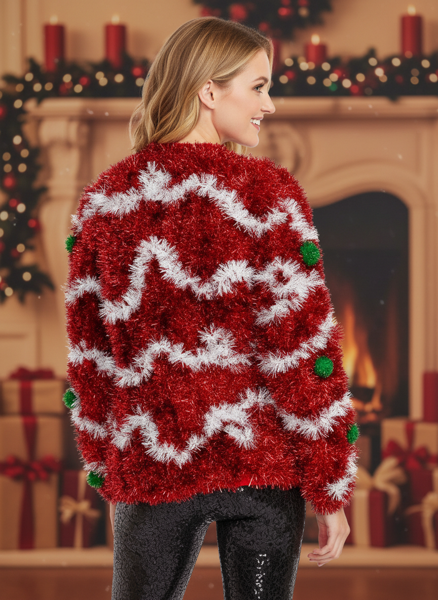 Women's Decked in Red Christmas Cardigan Sweater