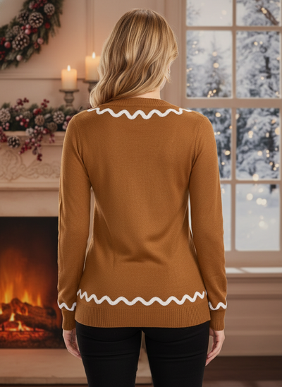 Women's Gingerbread Man Ugly Christmas Cardigan Sweater