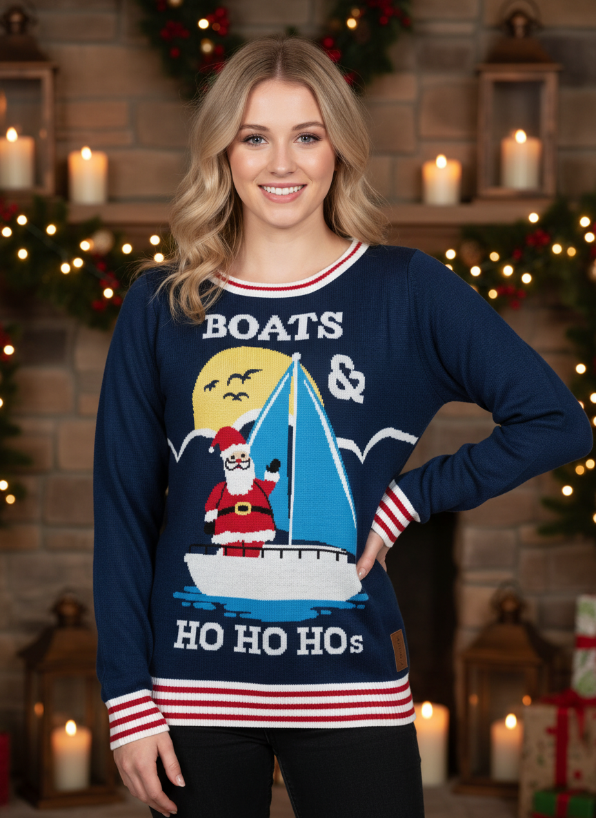 Women's Boats & Ho Ho Hos Ugly Christmas Sweater