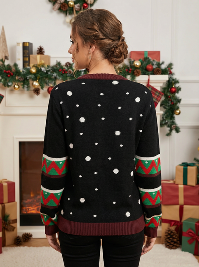 Light Up Black Reindeer Christmas Sweater